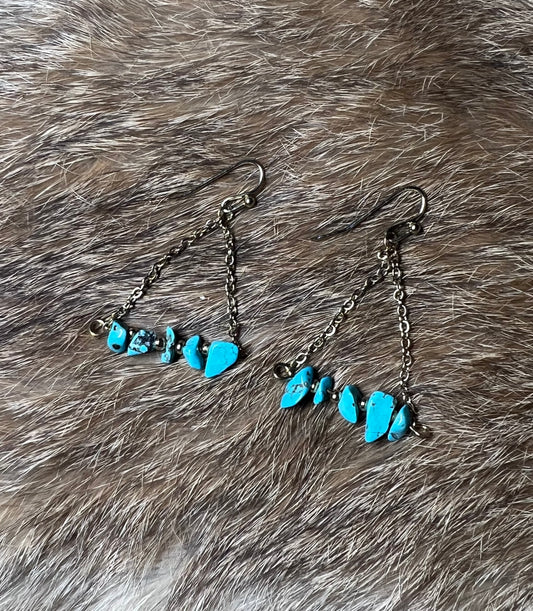 Turquoise Triangular Dangle Earrings